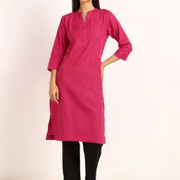 BLOCKS OF INDIA Mandarin Collar Pure Cotton Straight Kurta-46