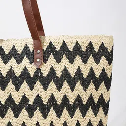 LULU & SKY Printed Oversized Structured Tote Bag with Tasselled image 5