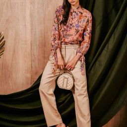 Mish Peach Polyester Regular Fit Floral Top-image-25