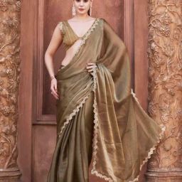 Tikhi Imli Brown Solid Saree with Unstitched Blouse-picture-42