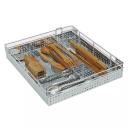 Olive Pearl Series 520x585x100 mm SS.202 Grade Stainless Steel Perforated Cutlery Basket, 141 003 013 0-image-8
