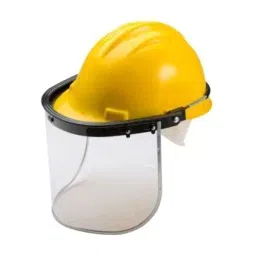 De Neers Helmet with Face Shield Polyethylene Yellow & Transparent for Multipurpose Use, PPE-HFS-22