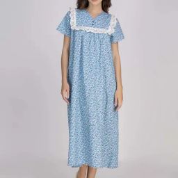Moomaya Blue Printed Night Gown-picture-26