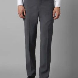 Louis Philippe Grey Slim Fit Textured Trousers-image-60