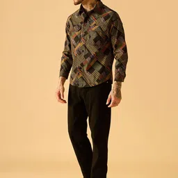AKS Men Striped Open Front Jacket image 2