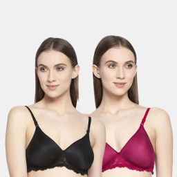 AROUSY Black & Maroon Cotton Self Pattern T-Shirt Bra - Pack Of 2-picture-26