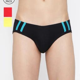 La Intimo Multicolored Comfort Fit Striped Briefs - Pack Of 3-image-28
