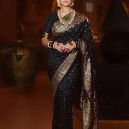 SHOP DROP Woven Design Zari Jute Silk Banarasi Saree-image-84