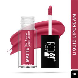 RED 4 Non Transfer Matte Liquid Lipstick - 4 g - Peachy Pink - 132-28