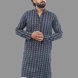 LADSLOOM Men Black Kurtas-image-15
