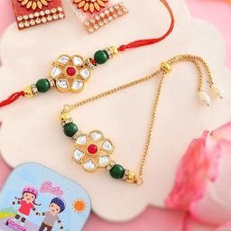 CraftVatika Brother & Bhabhi Magnet Rakhi Gift Combo Set-39