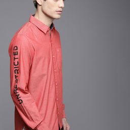 WROGN Men Orange Slim Fit Printed Pure Cotton Casual Shirt-image-78