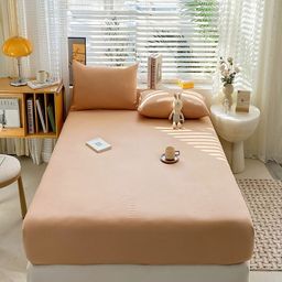 JC HOME Camel Brown 140 TC Fitted Super King Bedsheet Set-2 m x 2.20 m-picture-34