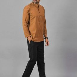 Anouk Rustic Men Solid Daily Cotton Straight Short Kurta-picture-3