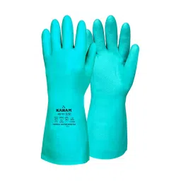 Karam Chemical Resistant Gloves Nitrile Coating Green 15 mil Liner Size XL, HS151-image-1