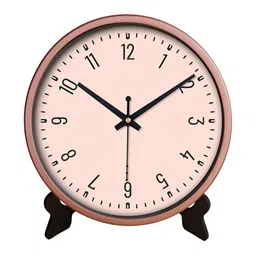 OLIVE TREE Copper-Toned & Pink Printed Contemporary Round Shaped Analogue Table Clock-7