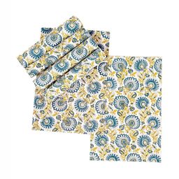 Ratan Cart 6-PcsWhite & Blue Printed Pure Cotton Rectangular Table Placemats image 2