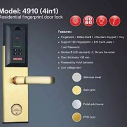 ADEL 4910 Gold Right Side Smart Door Lock with Fingerprint, RFID Card, Password & Mechanical key image 2