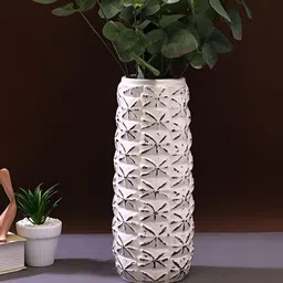 TAYHAA White Pineapple Designed Carvings Ceramic Vase-image-4
