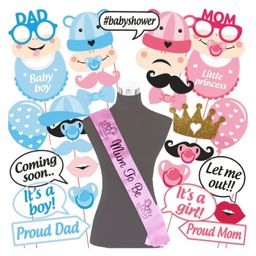 Wobbox Baby Shower Props Mom To Be Sash Baby Shower Party Decorations Items Blue & Pink -Pack Of 31-image-14