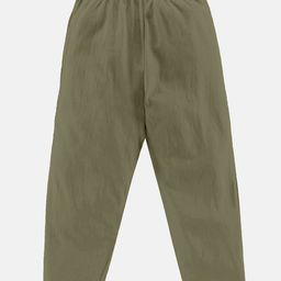 Kiddopanti Solid Pajama With Single Pocket - Military Green-image-16
