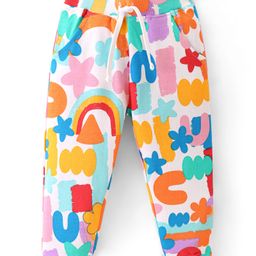 Babyhug Cotton Looper Knit Full Length Lounge Pant Star Print - Multicolor-image-74