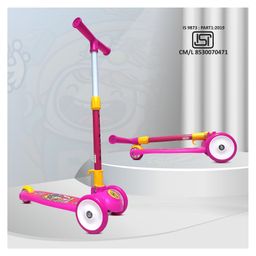 Kidsmate Leo Kick Scooter for Kids 4 Adjustable Height Scooter Foldable & Attractive PVC Wheels with Rear Brakes - Pink-22