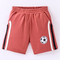 Taeko Single Jersey Above Knee Length Shorts with Football Patch - Red-image-53