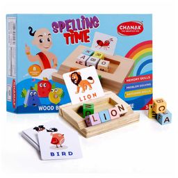 Aditi Toys Spelling Time for Kids, Wooden Alphabet Blocks with 26 Front and Back Flashcards, Early Education Wooden Blocks for Kids, Suitable for Kids, BIS Approved-65