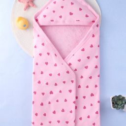 Babyhug Terry Woven Hooded Towel L 30 x B 30 cm - Pink-image-85