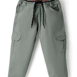 Rikidoos Solid Pocket Detailed Cargo Pant - Grey-image-80
