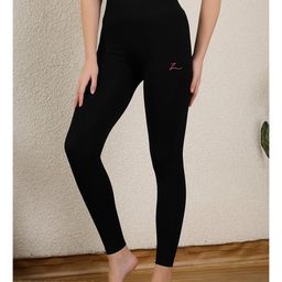 Zelena Solid High Waist Leggings - Black-image-5
