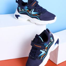 ABROS Colour Blocked Space Theme Designed Shoes With Velcro Closure - Mint Green & Navy Blue-image-71