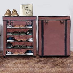 Urban Choice 5-Shelves Modular Metal Shoe Rack With Brown Cover - Perfect for Entryway & Closet Storage-image-106