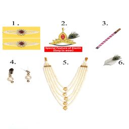 RAJ FANCY DRESSES Lord Krishna Theme Accessories Set - Off White & Yellow-image-62