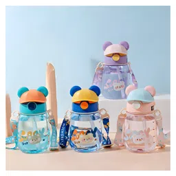 SCHOOLISH children's kids Cute plastic water bottles with straw summer primary school student kettle plastic cup with strap 700ML- PACK OF 1 - COLOR MAY VARY-picture-48