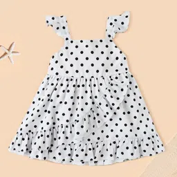 Nauti Nati Polka Dot Printed Flutter Sleeve Layered A-Line Dress-image-46