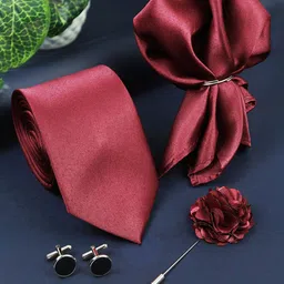 Kavove Men Accessory Gift Set of 1 Necktie, 1 Pocket Square, 1 Pair of Cufflinks, 1 Brooch-image-77