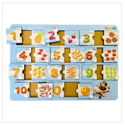 TodFod Wooden 3 in 1 English Number & Shapes Puzzle - Multicolour image 2