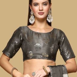 Oomph! Women Ethnic Printed Boat Neck Saree Blouse-picture-53
