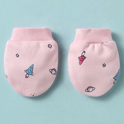 Simply Interlock Knit Cap Mitten & Booties Set with Rocket Print Pink - Diameter 15 cm image 5