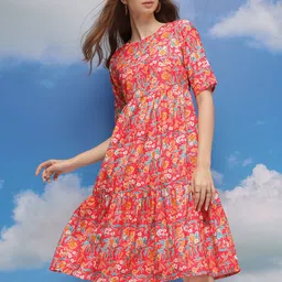 CORSICA Floral Printed Fit & Flare Dress-picture-22