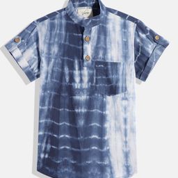 Vastrarth Boys Smart Slim Fit Tie & Dye Mandarin Collar Casual Shirt-image-78