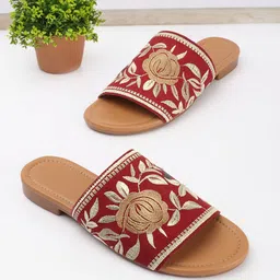 AVIVASTYLE Women Floral Embroidered Open Toe Flats-picture-45