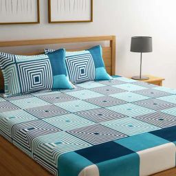 Romee Turquoise & White 144 TC Bed Sheet Set-image-110