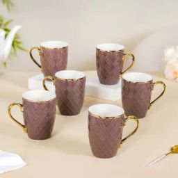 Nestasia Rose Taupe Diamond Checkered Tea Cup Set Of 6 330ml-image-70