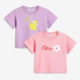Campana Girls Multi Color Cotton Printed T-Shirt - Pack Of 2-image-57