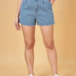 People by Pantaloons Blue Cotton Shorts-image-4