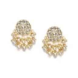 Zaveri Pearls Gold Tone Kundan & Pearls Wedding Collection Drop Earrings-ZPFK10097 image 3