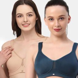 Soie Beige & Blue Full Coverage Non-Wired Minimizer Bra - Pack of 2-23